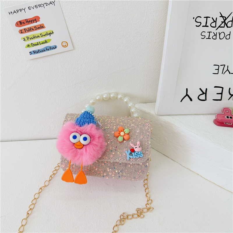 Nuevo estilo occidental de los niños bolsa de estilo de dibujos animados de las muchachas bolsa de mensajero estilo coreano perla bolso niñas monedero