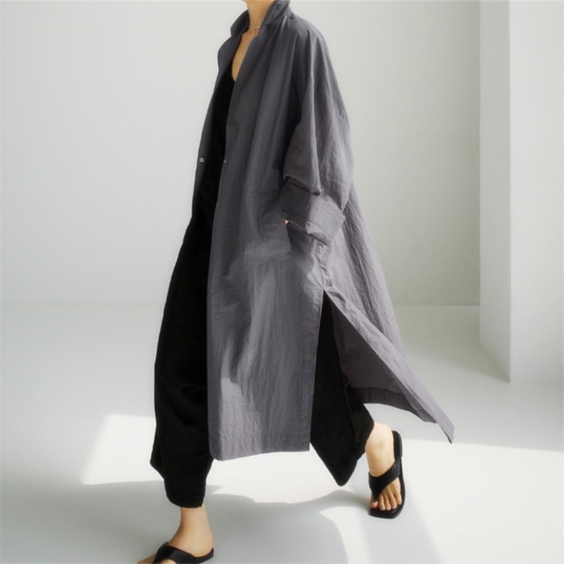 9291 Korean Autumn New Long-Sleeved Cardigan 2025 New Loose Casual Slit One-Button Cotton and Linen Jacket