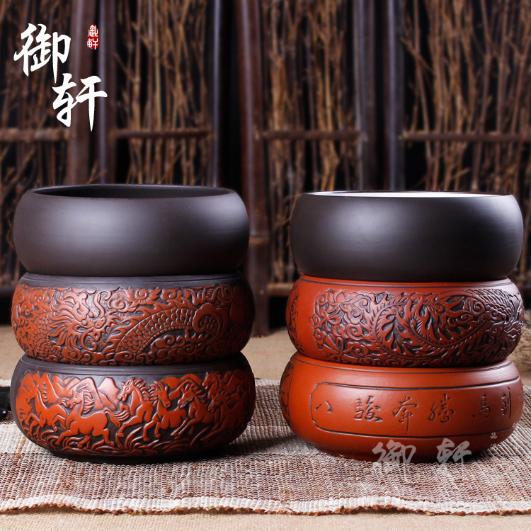 Yixing purple sand tea washing large ceramic small size washing tea bowl tea cup washing pen washing kung fu tea set ashtray flower pot