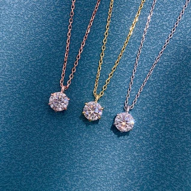 Стерлинговое серебро s925, модное универсальное простое круглое ожерелье с шестью когтями, женская цепочка на ключицу с высокоуглеродистым бриллиантом, ювелирные изделия, Прямая доставка