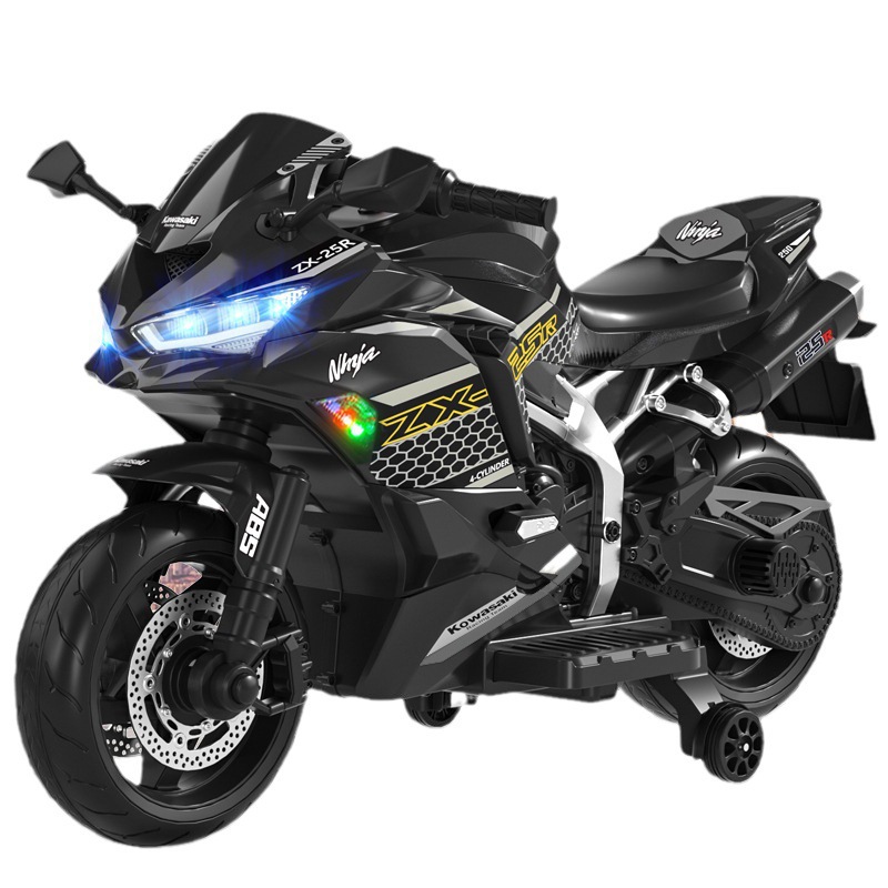 La motocicleta eléctrica de los niños grandes puede sentarse bebé doble con rueda flash educación temprana masculina y femenina bebé montar motocicleta