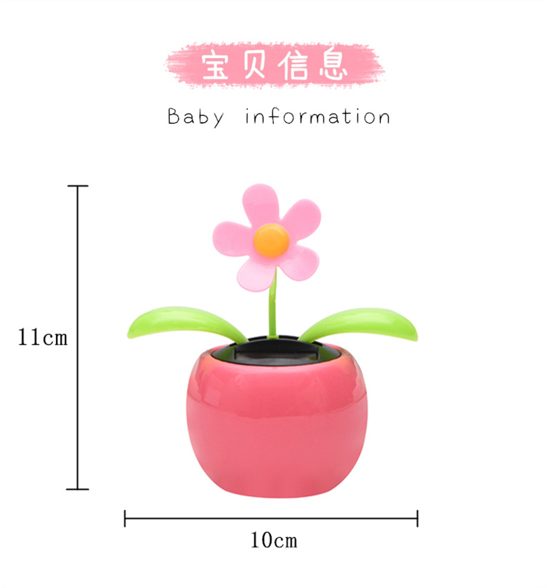 Creative and Cute Solar-Powered Little Bee Swinging on an Apple Cart Car Decoration Sunflower