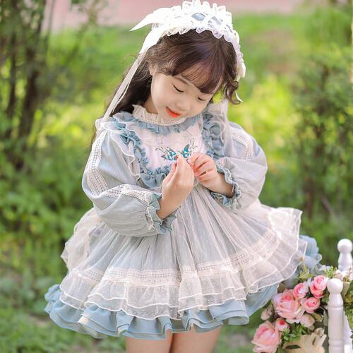 High-end Lolita Girls' Spring Collection New Puff Dress Baby First Birthday Dress, Spanish Princess Style