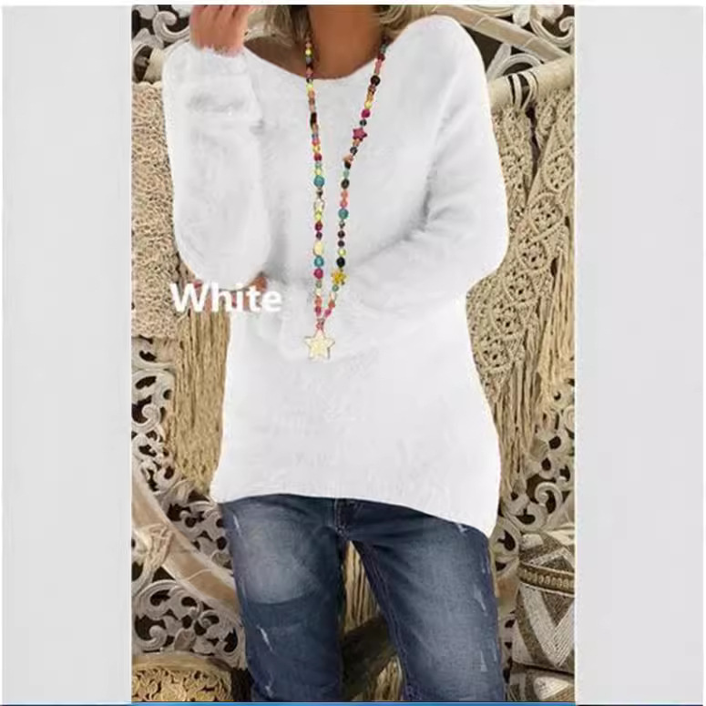 Pull surdimensionné à manches longues pour femme – Pull doux et chaud de couleur unie (noir/vert/rouge/jaune, S-5XL)_voghion.com