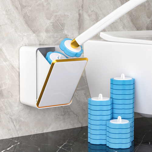 Disposable toilet brush set comes with cleaning fluid, toilet wall-mounted toilet brush, disposable toilet cleaning brush