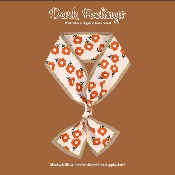 Silk scarf orange flowers