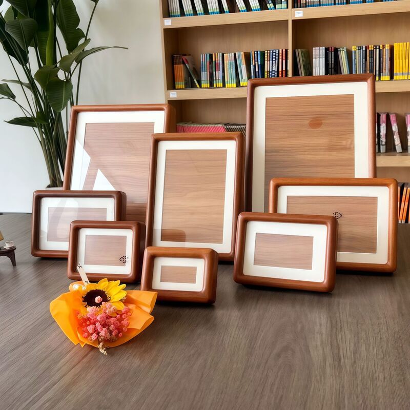 Solid Wood Photo Frame with Mortise and Tenon Rounded Corners, High-End Teak Walnut 4-Inch 6-Inch 7-Inch 8inch 10inch A4 Wholesale