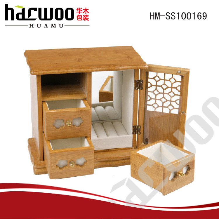 现货首饰盒中国风橡木清漆器结婚送礼饰品盒复古木制首饰收纳盒