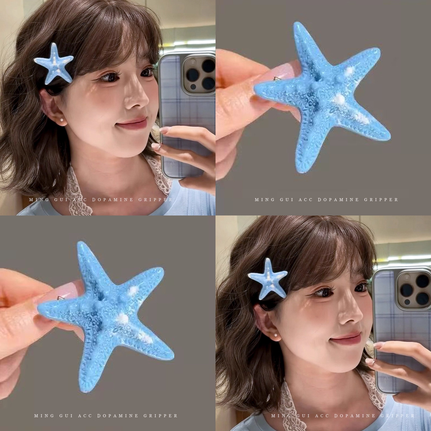 Dopamine Starfish Hairpin Side Bangs Clip Seaside Photo Hairpin Exquisite Western Style Headwear Fashionable Sweet Hair Accessories