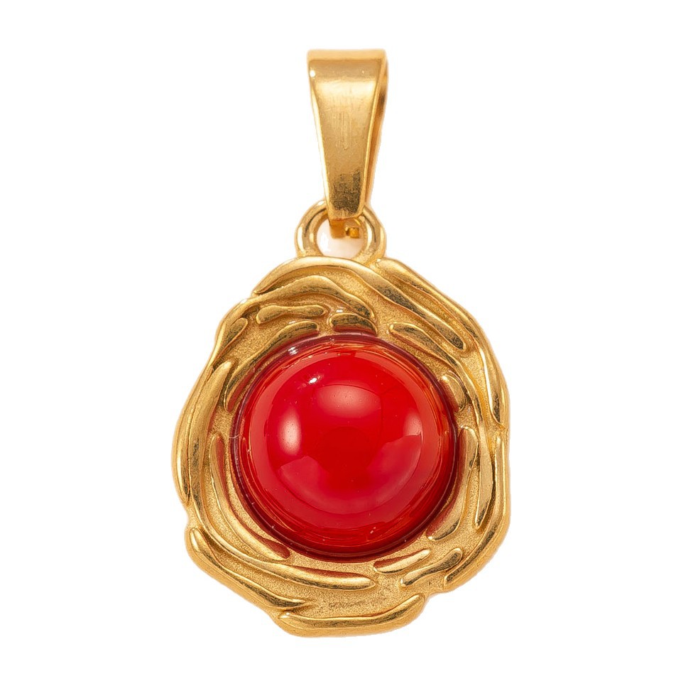 Colgante único Joyas transfronterizas de acero inoxidable Patrón de rosas Collar de piedra natural Moda Ligero Lujo Accesorios de joyería de bricolaje