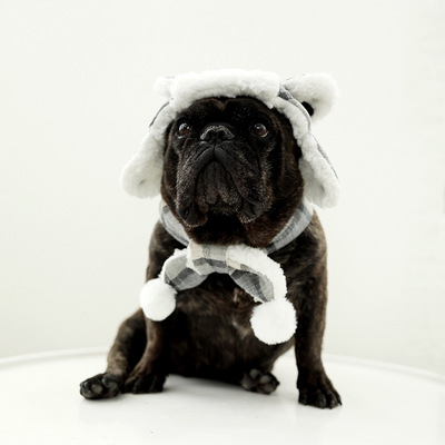 IBEANS狗狗帽子宠物冬季棉帽子雷锋帽加厚加绒保暖狗狗棉围巾围脖