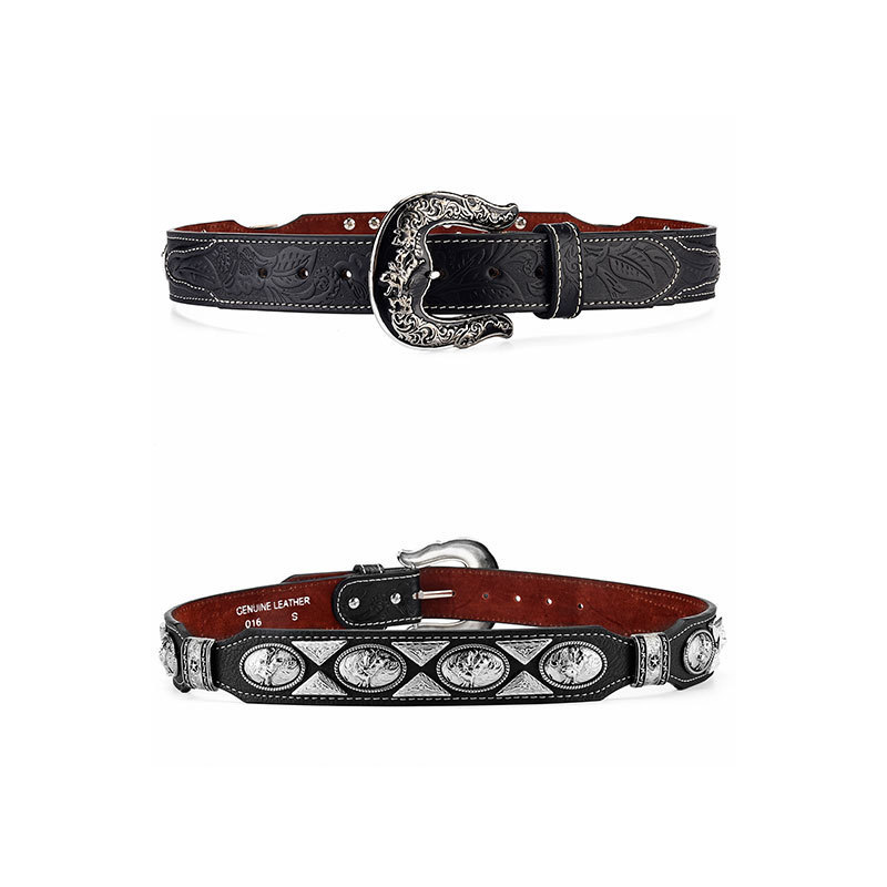 Cinturón de mujer cinturón hecho a mano estilo denim hebilla cuero genuino primera capa cinturón de vaca hombres y mujeres pantalones vaqueros a juego