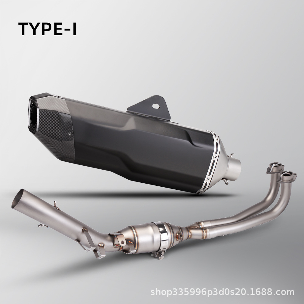 Motorcycle Exhaust Modification T-Max560 Stainless Steel Front Section with Carbon Fiber Anti-Scalding Cover + K198 Carbon Fiber Tail Section