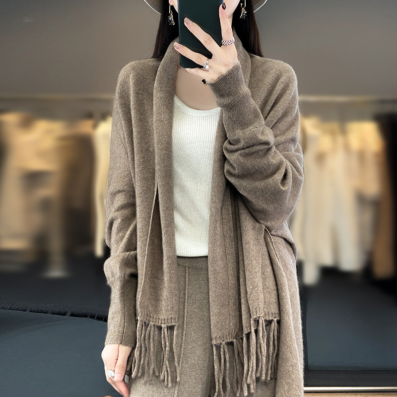 秋冬の新型100純ウールのストールの女性の長袖はゆったりしています。|undefined