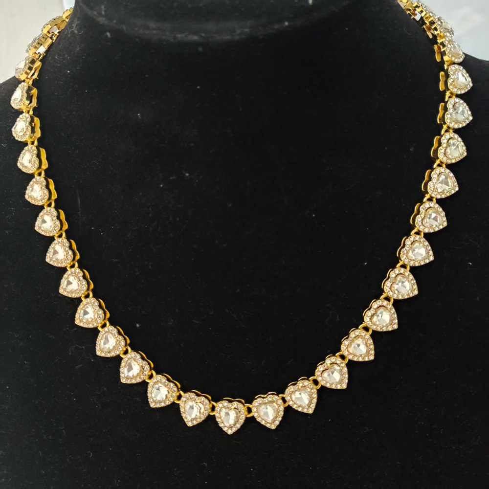 Collar de corazón con diamantes para hombre y mujer estilo hip hop_voghion.com