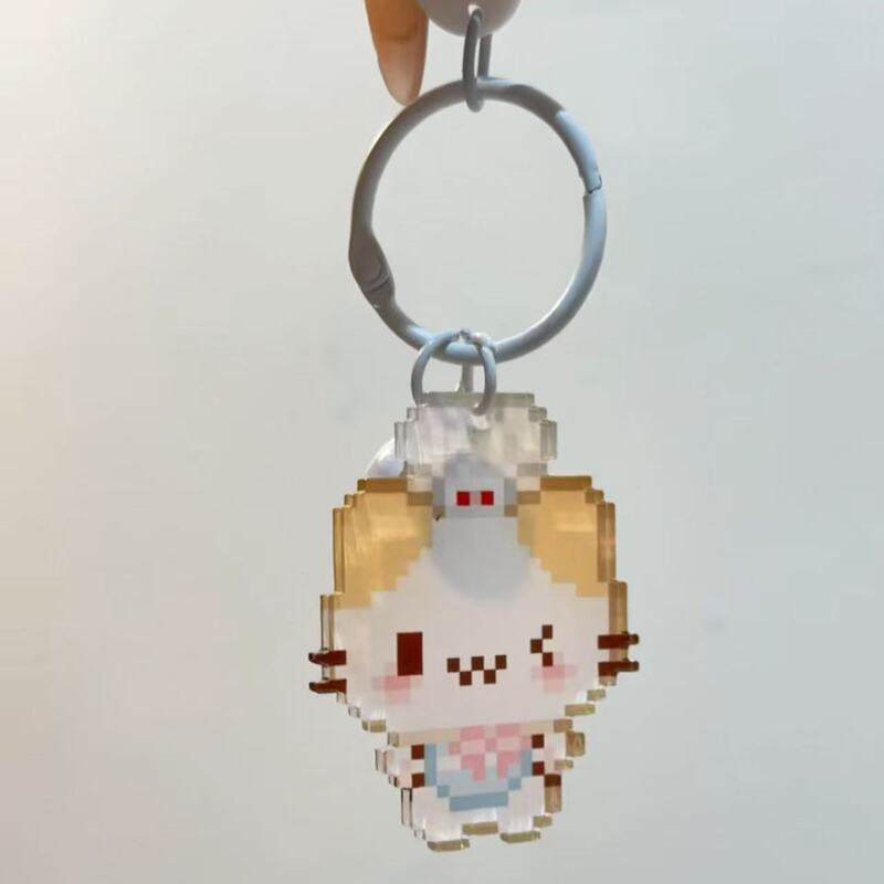 小猫像素风少女心学生党钥匙扣萌物精致可爱亚克力包包挂件装饰品|undefined