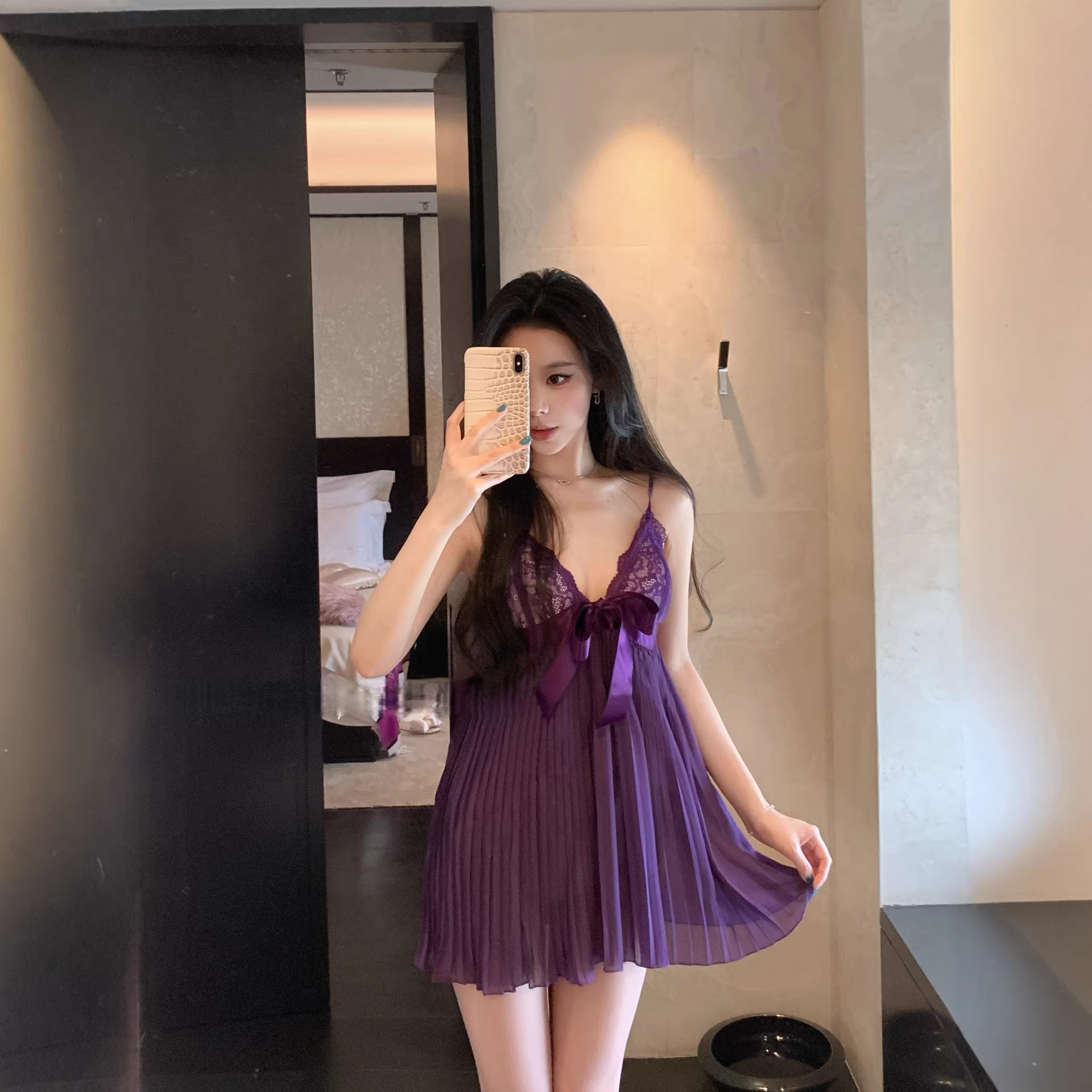 Sexy silk summer lace pijama