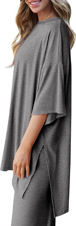 618g Weight Half Sleeve Sleeve Length Spandex, Polyester Fabric Type Pant Co-ord Set Sets Type 2 Pieces Set Quantity Daily Occasion Round Neck Neckline Loose Fit Type Solid Color Pattern Summer, Spring Season Women's Gender Casual Style Daily Women's Casual Solid Color Spandex Polyester Pant Co-ord Set Pants Sets 38