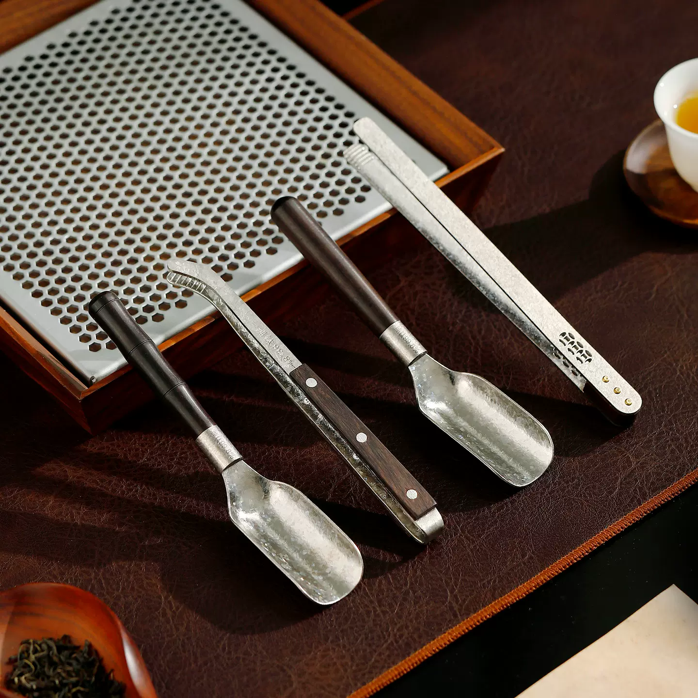 纯钛结晶茶夹茶勺套装茶铲取茶器家用茶匙功夫茶具配件泡茶镊子