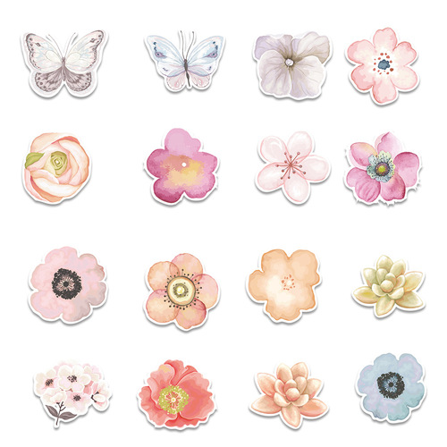 50 new plant flower series graffiti stickers motorcycle desk wall decoration stickers pocket stickers