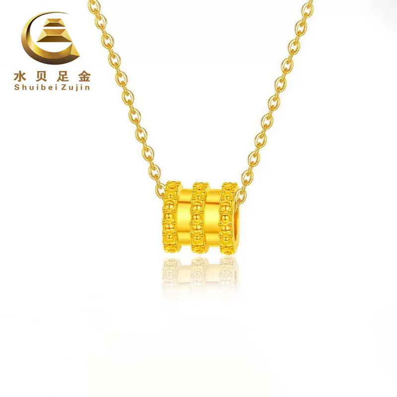 黄金小蛮腰项链路路通转运珠999足金时尚锁骨链送女友圣诞节礼物