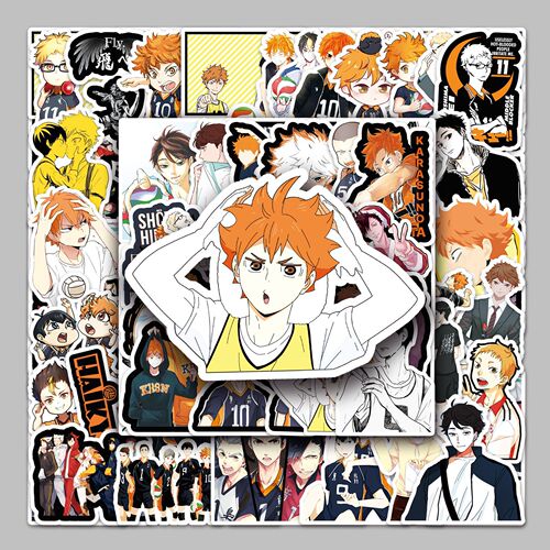 52 pieces of volleyball boy Japanese cartoon anime graffiti suitcase scooter dead fly decorative car waterproof stickers