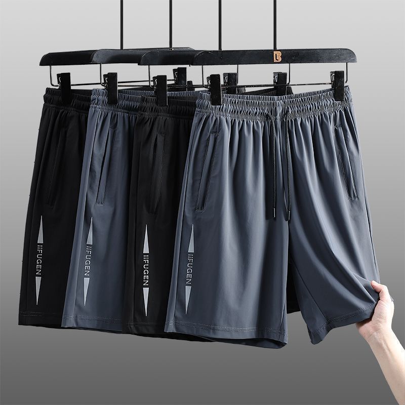 Men's Summer Thin Ice Silk Casual Sports Shorts, Loose Fit, Large Size, Quick-Dry Shorts, New Style