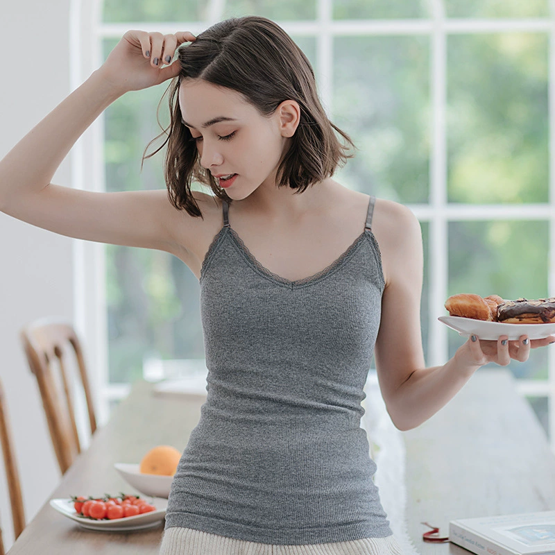 Хлопок Трасс Теплые подтяжки Женский V-образный сексуальный стройный бесшовный махровую жилет Регулируемый бретельки Нижняя топочка