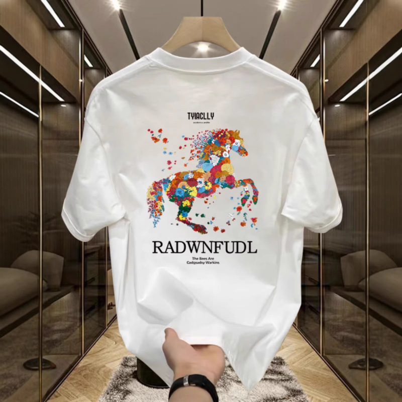 Summer Round-Neck American Handsome Heavyweight Short-Sleeve T-Shirt for Young Men and Women, Fashionable Street-Style Loose Top Summer Round-Neck American Handsome Heavyweight Short-Sleeve T-Shirt for Young Men and Women, Fashionable Street-Style Loose Top