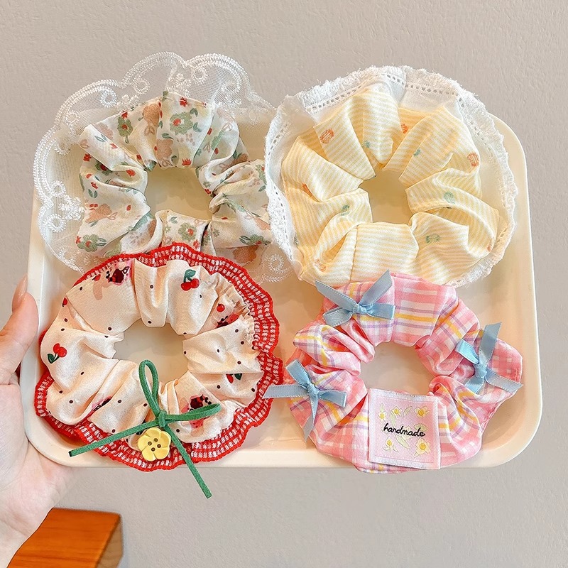 Colección de anillo de cabello lindo de intestino grande de verano de cola de caballo de cabeza de cuerda de flor de cabeza de niña universitaria estilo de alto valor de belleza joyería de cabello