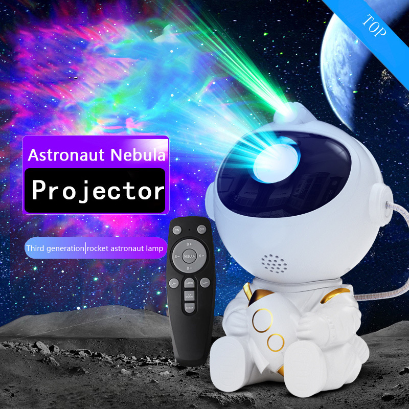 Cross-Border New Rocket Astronaut Starry Sky Lamp Starry Sky Remote Control Atmosphere Lamp Astronaut Nebula Laser Projection Lamp