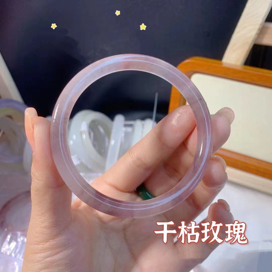 Pulsera Dingdong de jade de imitación de vidrio, pulsera de tiras redondas gruesas, paso a paso, pulsera de novia, libro rojo pequeño, estilo antiguo Dingdong, mismo estilo