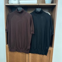 后三角标刺绣贴布超细羊毛插肩短袖针织高领毛衣打底 2色