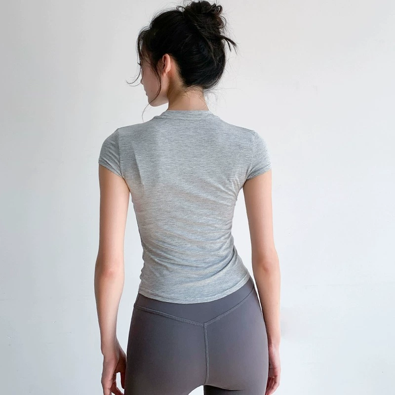 LULU новые спортивные шорты с коротким рукавом для женщин, летние облегающие тонкие беговые быстросохнущие фитнес-одежды, топ для тренировок и йоги