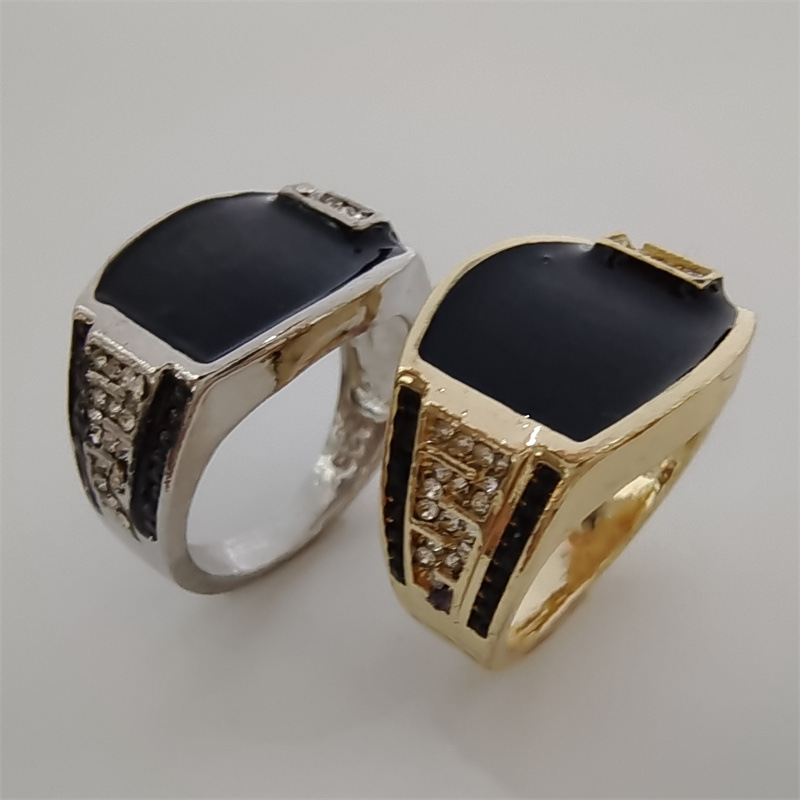Inlay Design Simple Style Geometric Alloy Inlay Gem Rhinestones Men's Rings