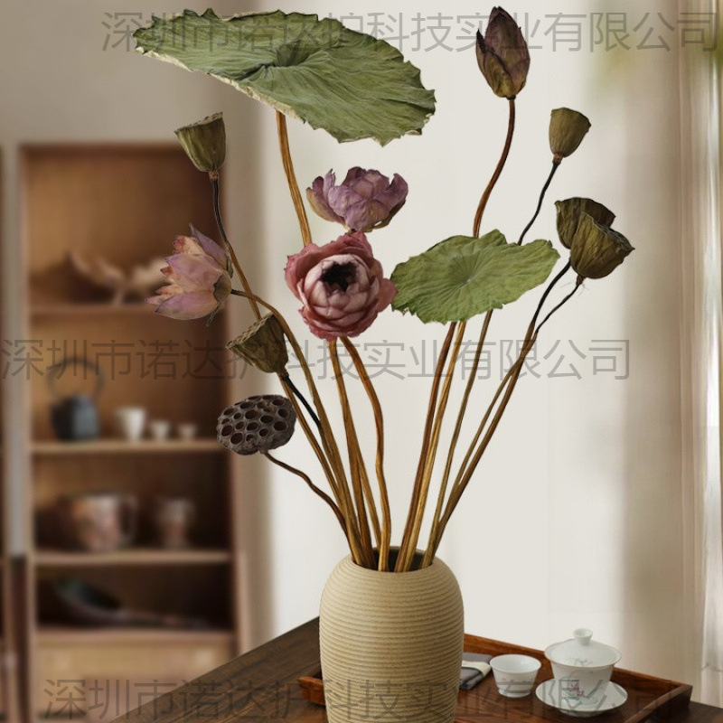 荷叶莲蓬干花花束客厅书房茶桌室禅意插花摆设风干感真花