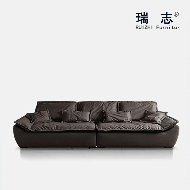 帆船沙發意式極簡現代簡約輕奢風客廳懶人磨砂布沙發羽絨乳膠沙發