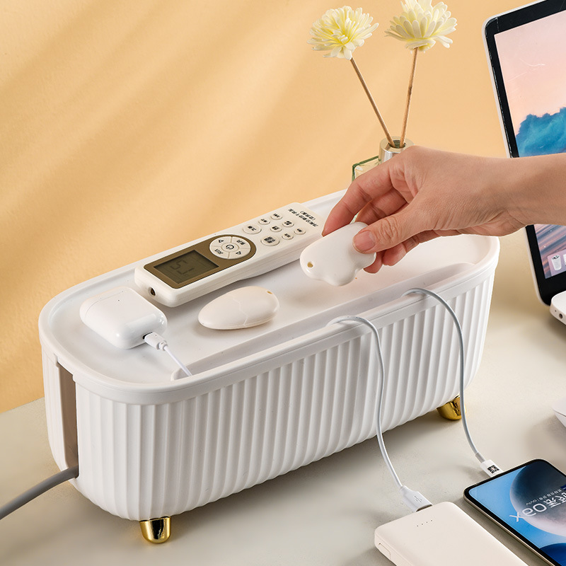 Suministro directo de fábrica luz lujo alambre organización caja de almacenamiento caja enchufe de alimentación socket rack escritorio caja de alambre integrado