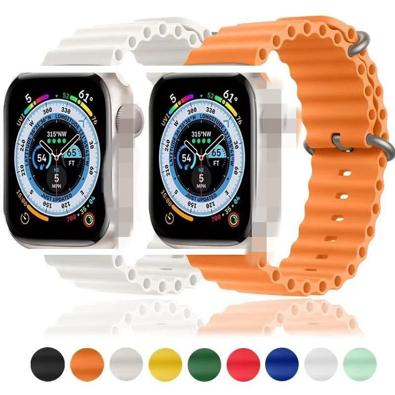 Suitable for Apple watch7654321 Generation SE Sport Watch Band Silicone Marine Strap