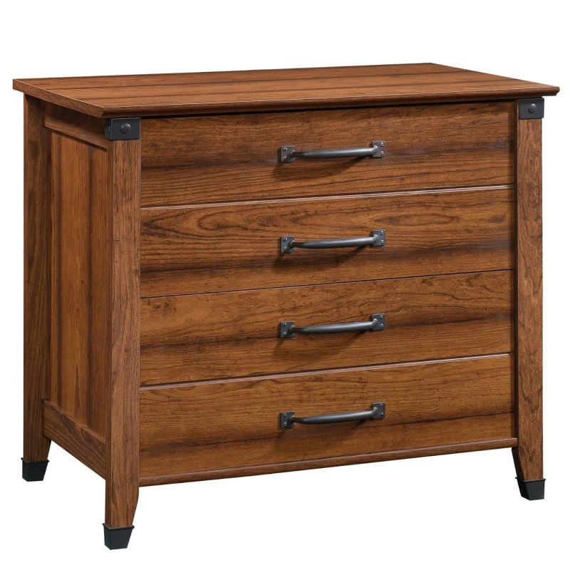 Боковой шкаф для документов с 4 ящиками, ящик для документов в деревенском стиле, вишня Вашингтон, подходит для домашнего офиса