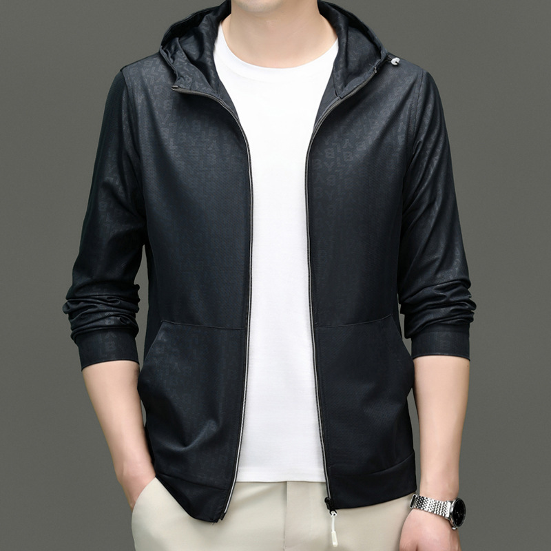 Summer New Men's Sunscreen Clothing Men's Young and Middle-aged Ice Silk Hood All-match Fashion Casual Outdoor Fishing Clothing