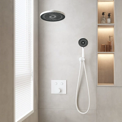 Two function "constant temperature" black shower side outlet