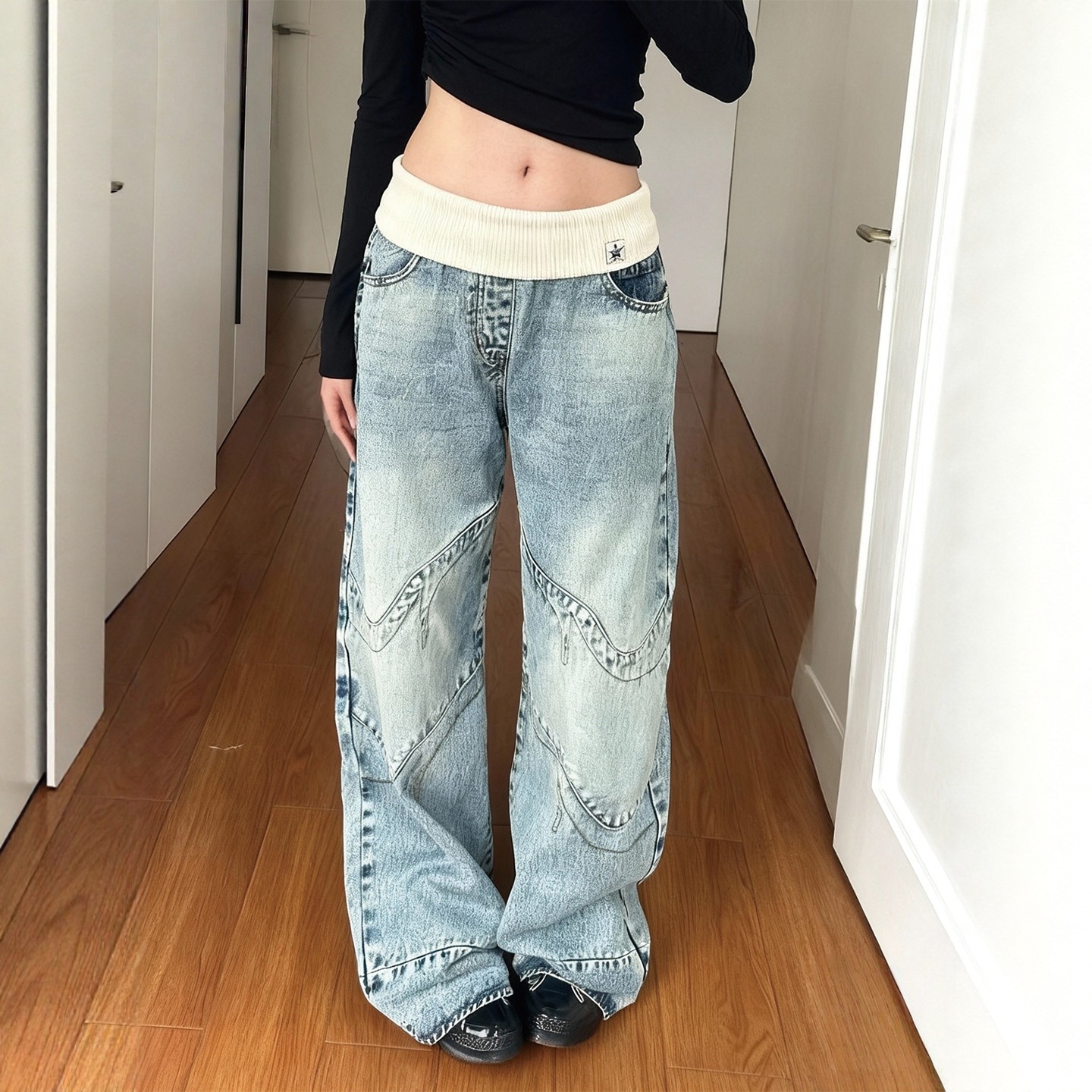 Vintage Washed Distressed High-Waisted Loose Fit Jeans For Women – Comfortable & Stylish Casual Denim Pants_ecoleips.com