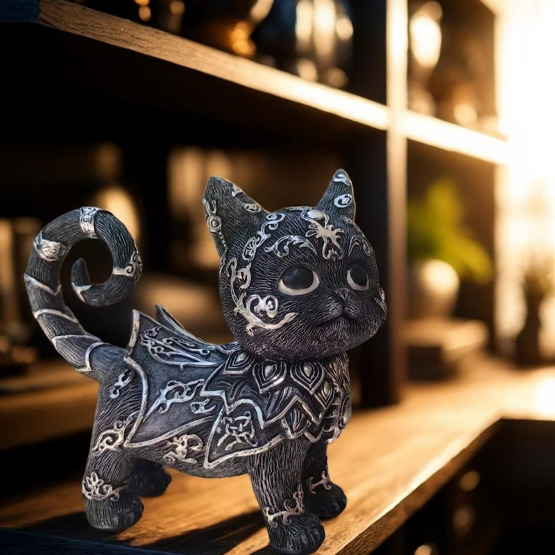 跨境新品Mysterious blackcat statue神秘黑猫雕像家居装饰品摆件|undefined