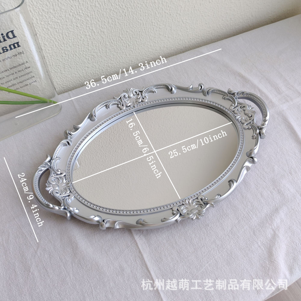 Bandeja de espejo de vidrio retro estilo europeo, estilo "ins", decoración para sala de estar, para aromaterapia, exhibición de joyería, bandeja de almacenamiento.