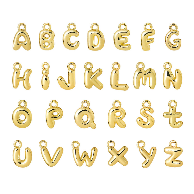 Fashion Bubble English Letter Pendant 26 Letters 18K Gold Pendant Bracelet Necklace DIY Jewelry Accessories