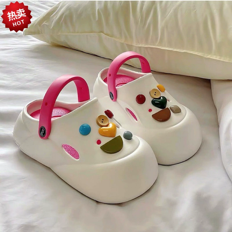 Тапочки женский 2024 Дракон фруктовый цвет носить толстую подошвину, увеличенные пещерные туфли женские дышащие летом, нескользкие и холодные тапочки