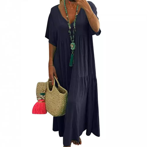 2024 Spring and Summer Europe and America WISH Amazon New V-neck Irregular Multi-color Multi-size Long Dress with Wide Skirt 