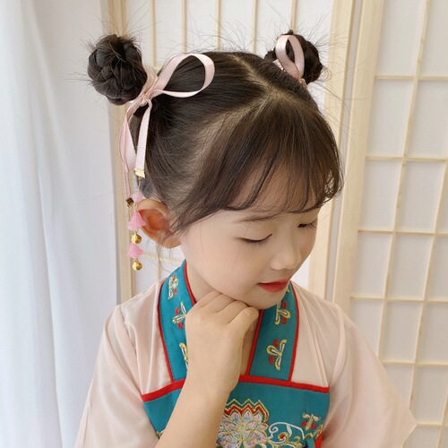 Hanchen girls' national style Hanfu bells hair rope ball head baby braided hair headband hairband girls ancient style headwear