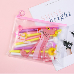 Pink Panther Unicorn Ring Zipper Transparent File Storage Pen Bag Creative Student Cute Stationery